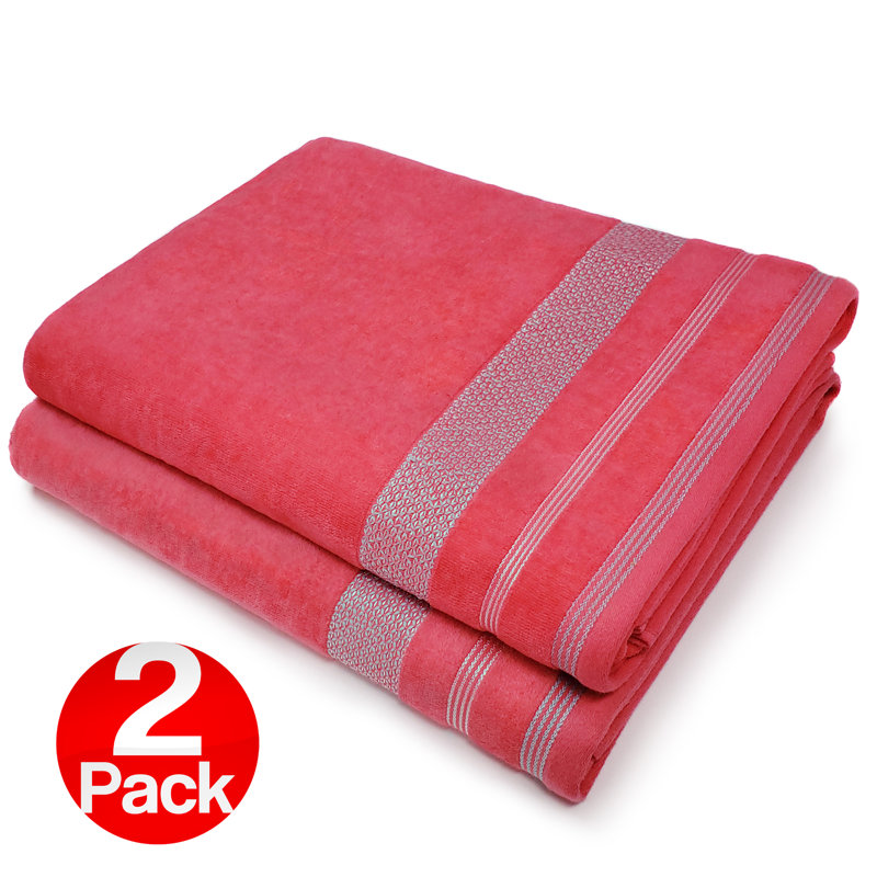 Ensemble de serviettes 100% coton 2 pièces Beach, Rouge