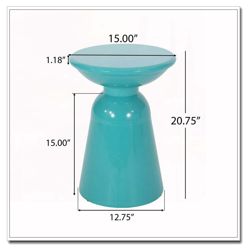 Outdoor Metal End Table, Teal