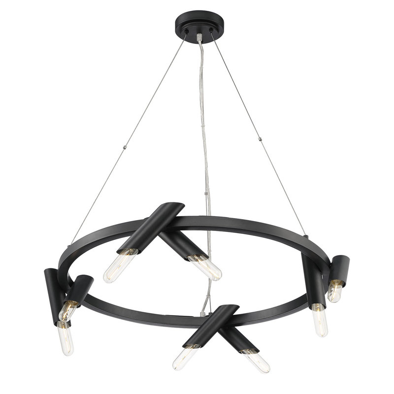 8 - Light Dimmable Wagon Wheel Chandelier