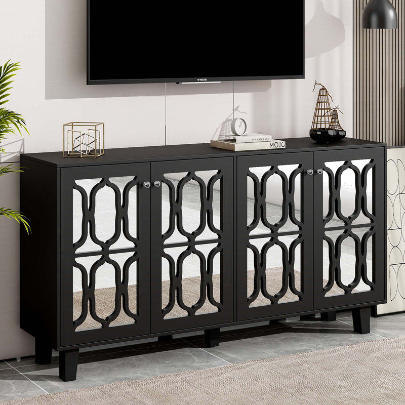 Buffet avec tablettes réglables, Noir