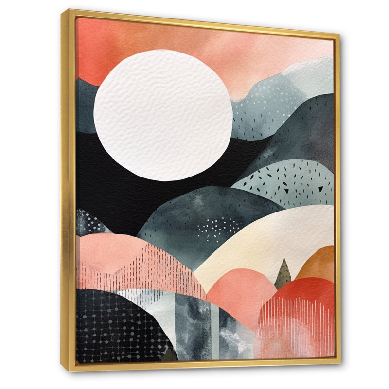 Nordic Elegance Bold Landscape - Art mural sur toile scandinave, H 32 po x l 16 po x P 1 po, Cadre flottant doré