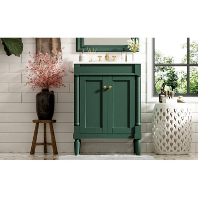 Meuble-lavabo 24 po avec lavabo supérieur, meuble de rangement moderne à 2 niveaux, meuble-lavabo simple, grandes tablettes de rangement