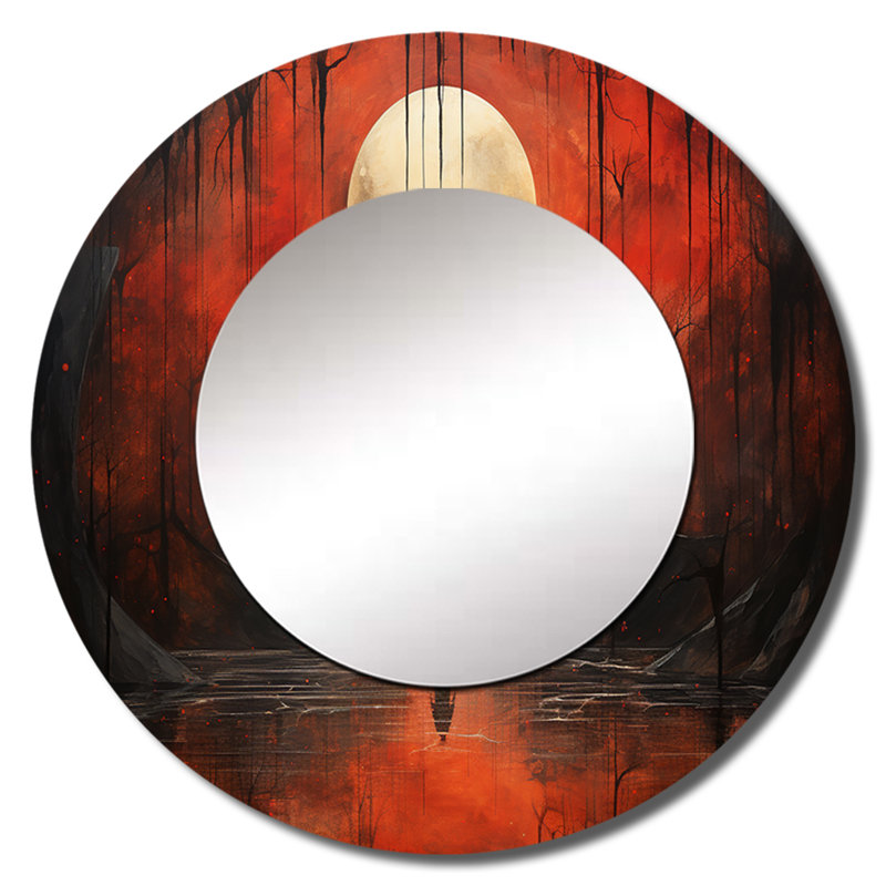 Sandria corail noir Mexique Art The Fall III - grand miroir d'art mexicain, miroir mural décoratif global, art imprimé en métal
