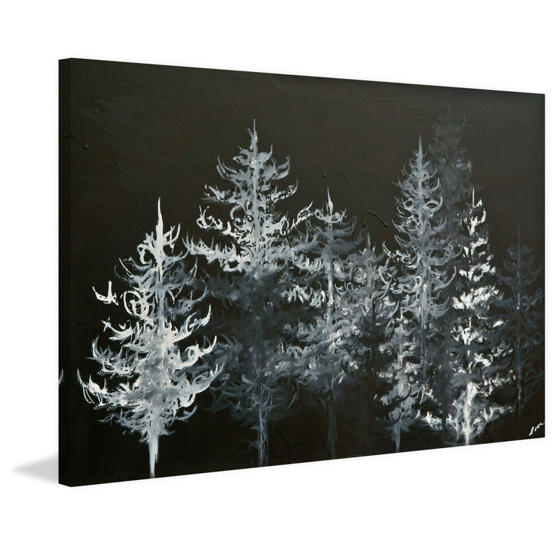 Trees in Moonlight Black and White Canvas Art Print