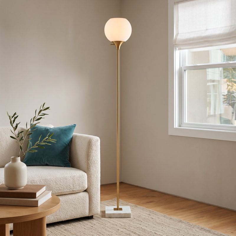 Reed 71 " Torchiere Floor Lamp, Antique Brass