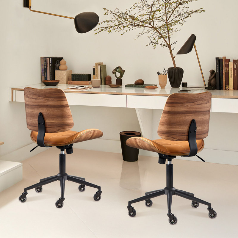 Ergonomic Armless Task Chair, Brown