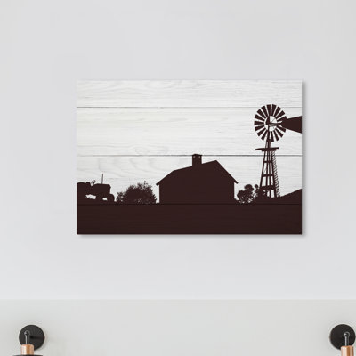 Nature And Landscape Farm Silhouette Black Country Landscapes - Wrapped Canvas Print