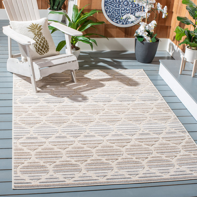 Tapis d'intérieur / extérieur à motif géométrique Lonepine Performance, Rectangle 9 pi x 12 pi