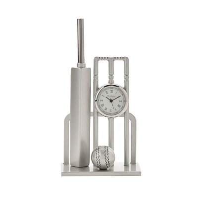 Roman Numeral Metal Tabletop Clock in Silver
