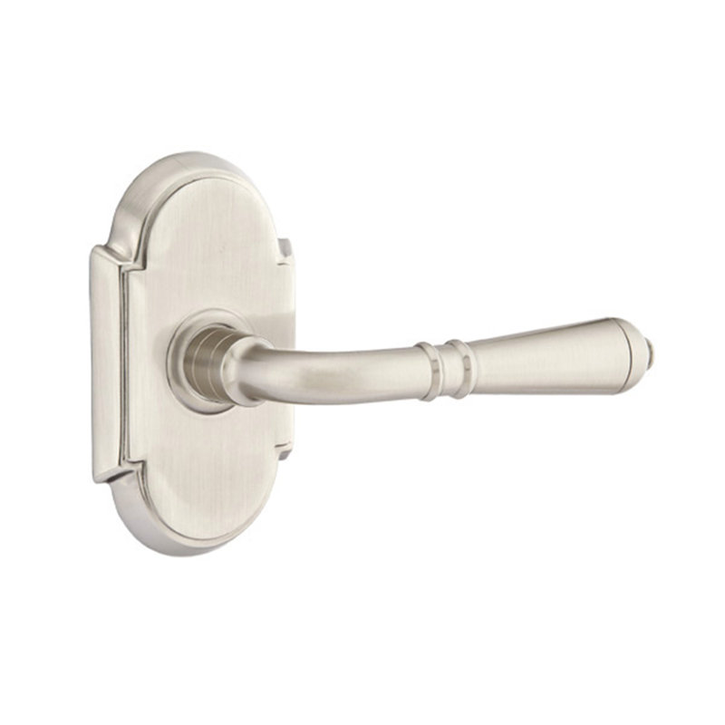 Turino Round Privacy (Bed & Bath) Door Lever with Arch Rosette, Satin Nickel, Right