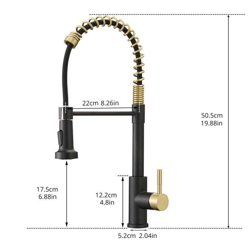 HHK HOME Kitchen Faucet, Black/Brushed Nickel