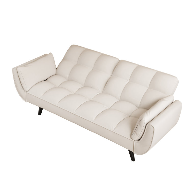 57 inch beige sofa soft two armrests throw pillow pillow