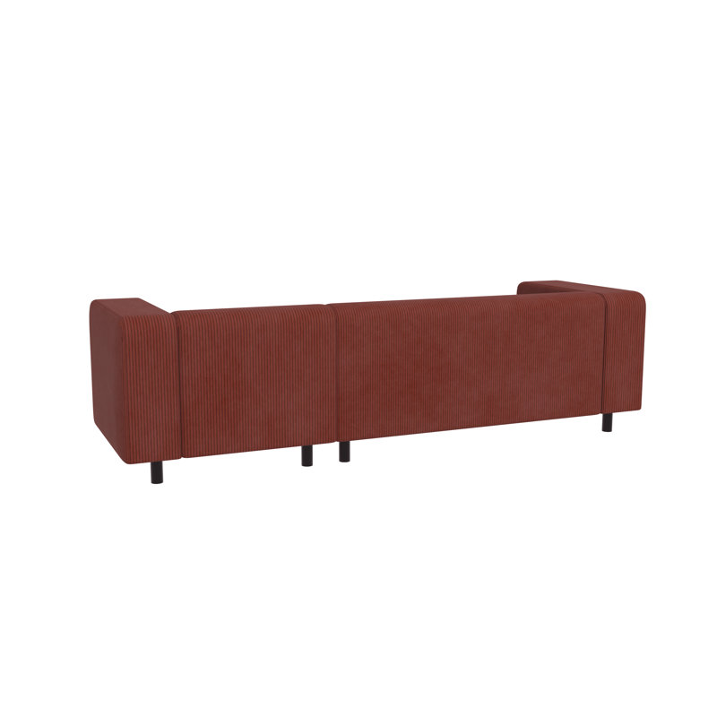 Sofie 4 Seater Corduroy Corner Sofa , White/Opaline, Right Hand Facing