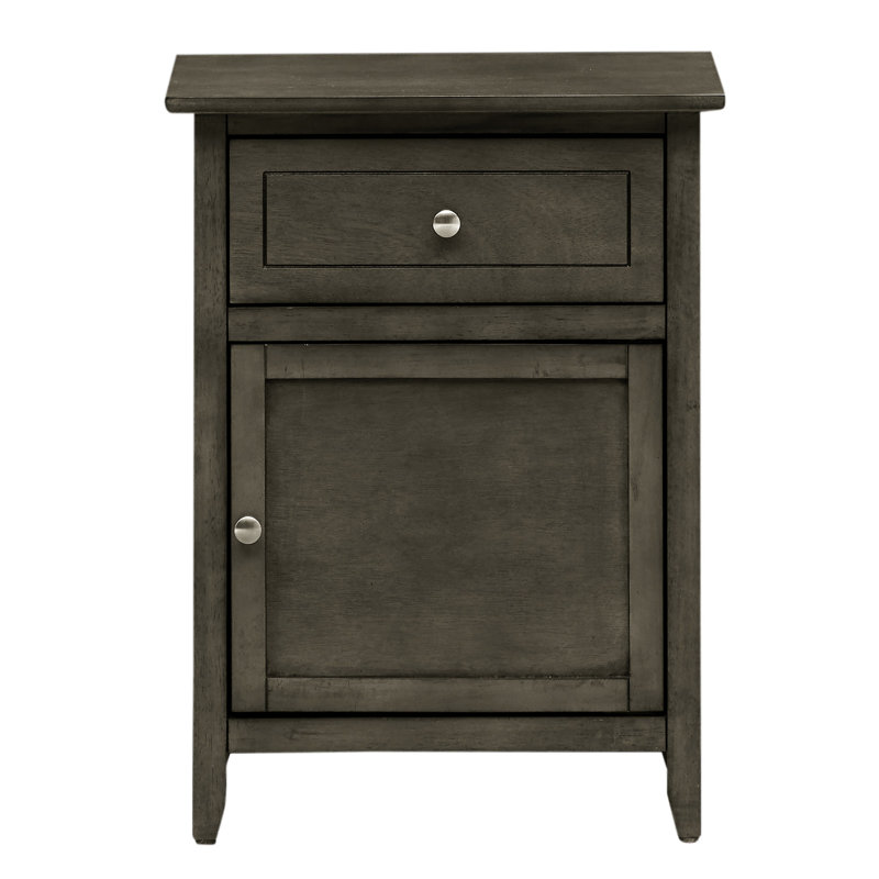 Table de chevet Chic Chic transitionnelle, 25 po de hauteur x 19 po de largeur et 15 po de profondeur, tiroir et porte, table de chevet en matériau robuste