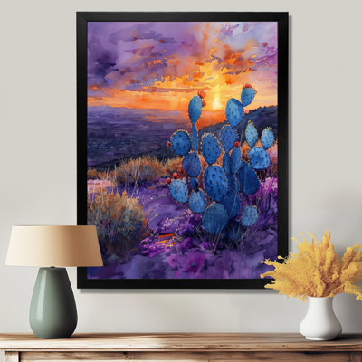 Cactus vert, désert, coucher de soleil I - art mural floral cactus