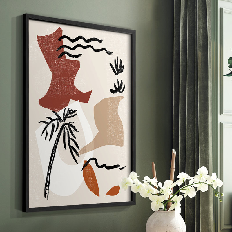 «Soft Palms II», reproduction encadrée - bois massif, Cadre simple noir, H 28 po x l 22 po
