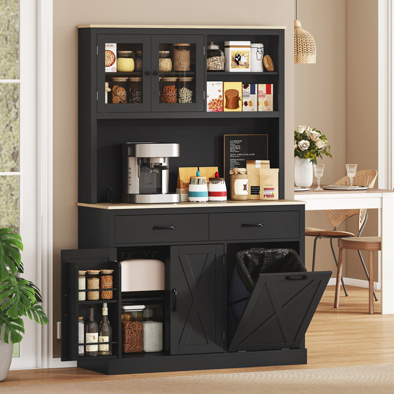 69 po, armoire de cuisine avec station de charge, noir