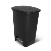 Glad 20 Gal Plastic Step Kitchen Trash Can, Black