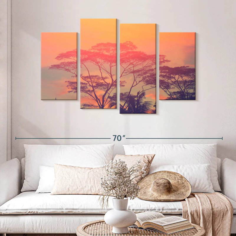 Silhouette d'arbres d'Afrique Lynelle, H 32 po x l 52 po