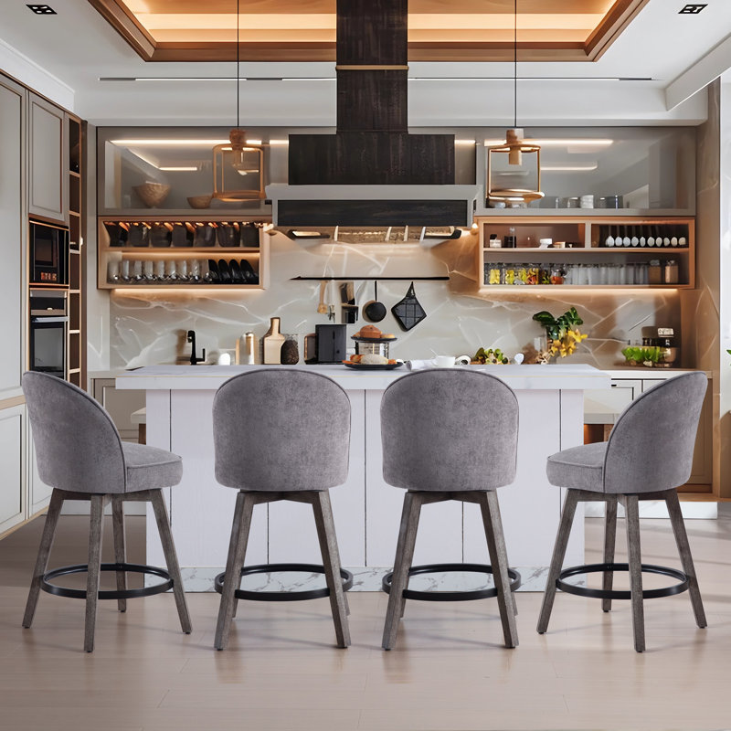 Swivel Counter Height Bar Stools, Light Gray