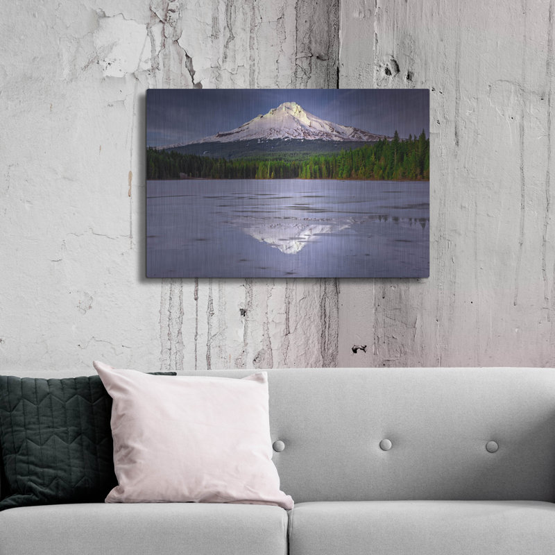 «Mount Hood Reflections» par Rick Berk, art mural en métal, H 12 po x l 16 po