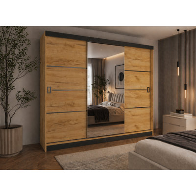 Amalberga 3 Door Solid + Manufactured Wood Wardrobe