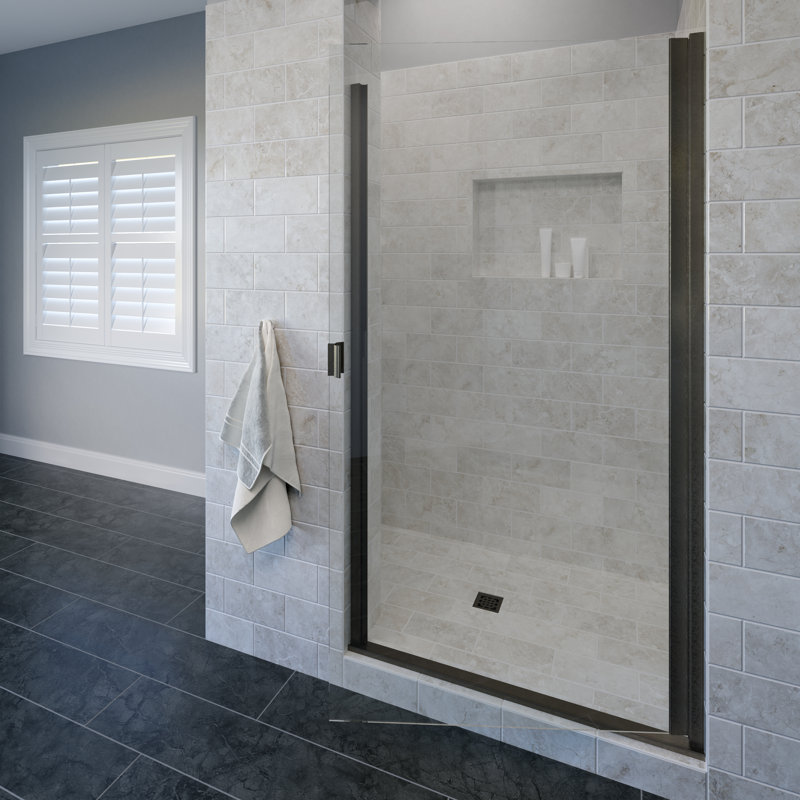 Armon 30.13'' - W x 66'' H Pivot Door Semi-Frameless Shower Door with, Oil Rubbed Bronze, Clear, 30.13"