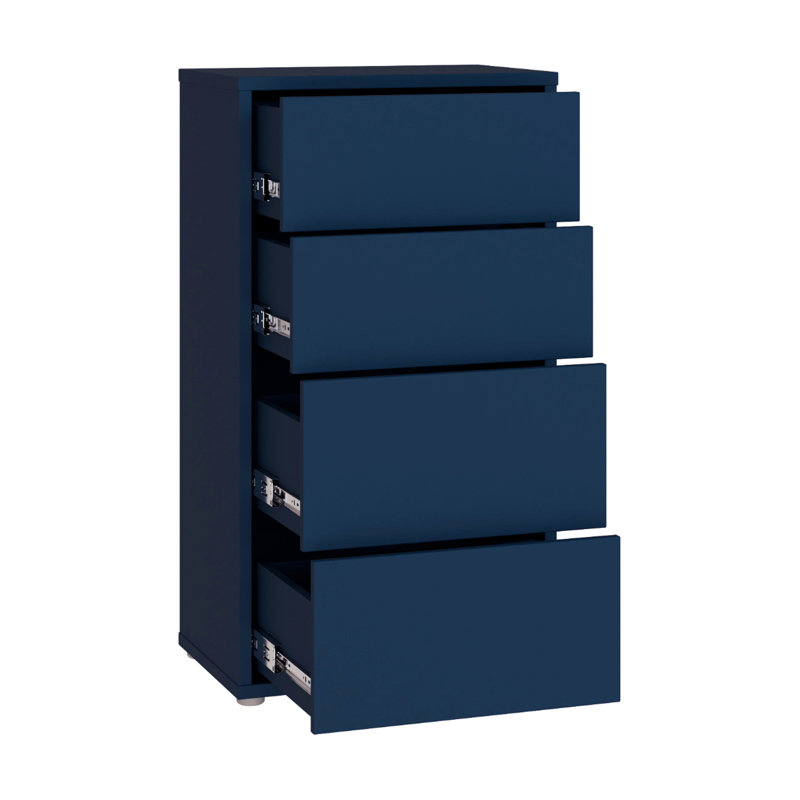 Chadwic Modern minimalistic chest of drawers with 4 drawers, engineered wood, decor, 99.1cm H x 54.8cm W x 34.9cm D, Navy