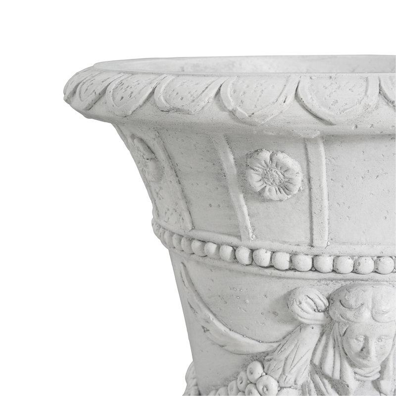 24.13'' High Garden Urn, Grey Color, 14.5'' W X D, Hand - Painted Piece, Drainage Hole, Ready To Use Urn In Grey, Tall, Dimensions, Finish, Stopper,