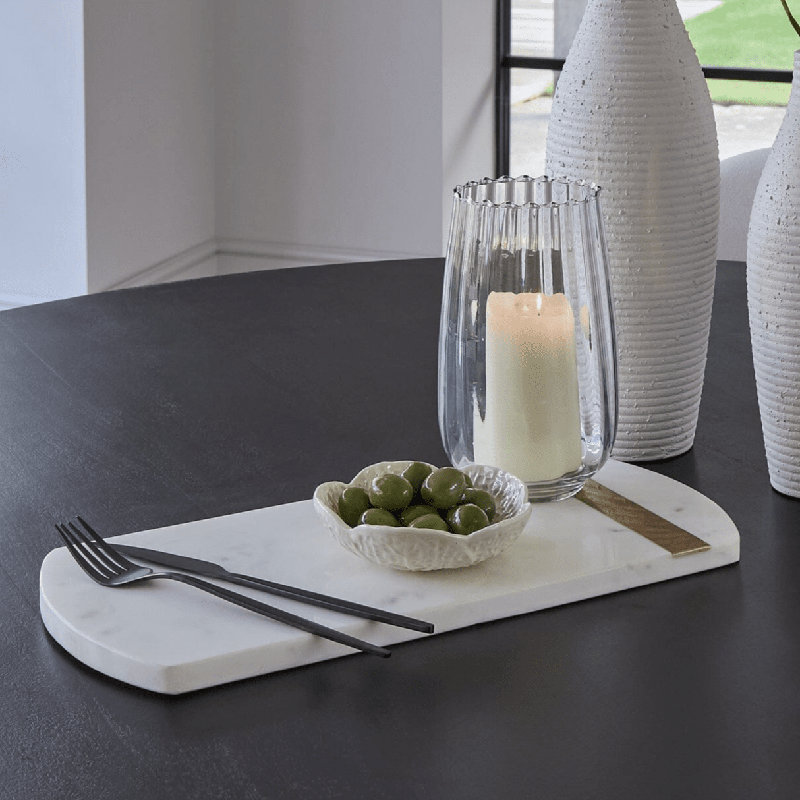 Fairmont Park Adharv Marble Platter, 38cm L x 18cm W, White