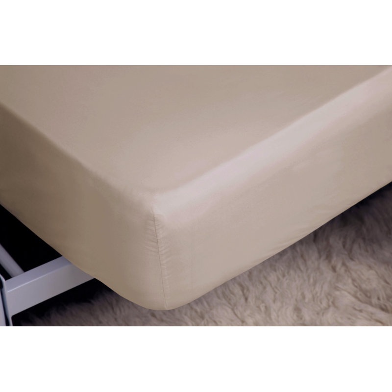 Sateen Fitted Sheet, Oyster, Double (4'6)