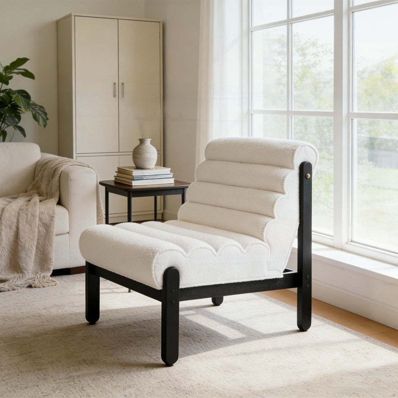 Fauteuil d'appoint Fluffy, Blanc, Noir