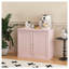 Armoire de cuisine rose bébé avec tablettes réglables, buffet moderne en panneau de fibres à densité moyenne pour la salle à manger ou le vestibule