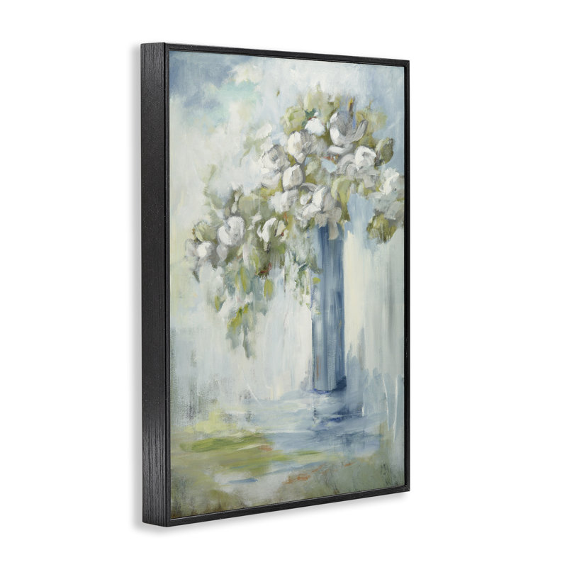 Giclée sur pied debout dans un grand vase, design par Mary Parker Buckley, H 18 po x l 12 po, Giclée encadrée noir minuit