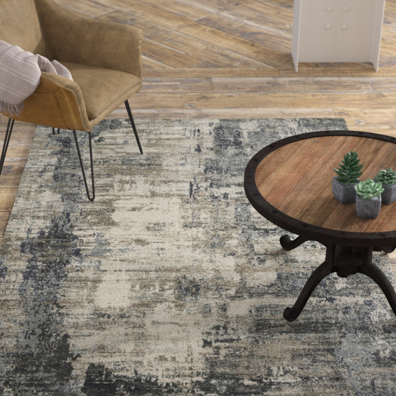 Aiken Viscose Abstract Indoor Rug, Square 1'6"