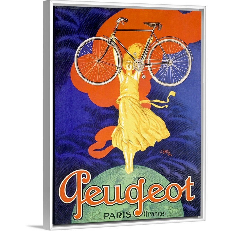 "Vélo, Paris" par Jean Carlu - reproduction sur toile, Cadre blanc, H 42 po x l 32 po x P 1,75 po