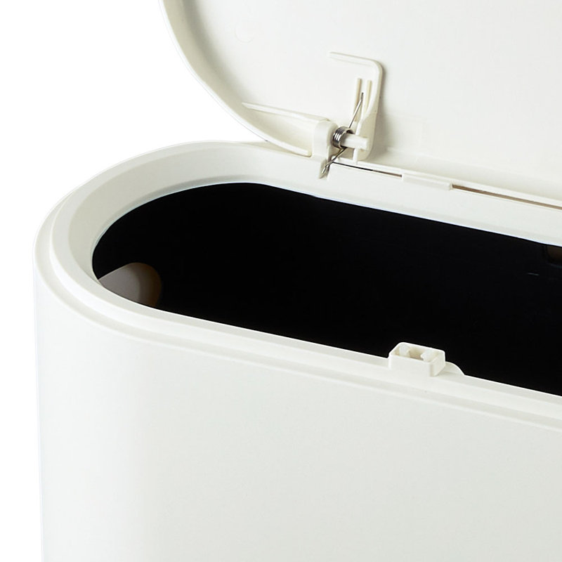Plastic Touch Top Waste Bin - 10L, White