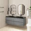 59'' Wall Mounted Double Sink Bathroom Vanity with Quartz Sand Top