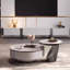 Table basse beige et grise avec plateau en pierre-129114755