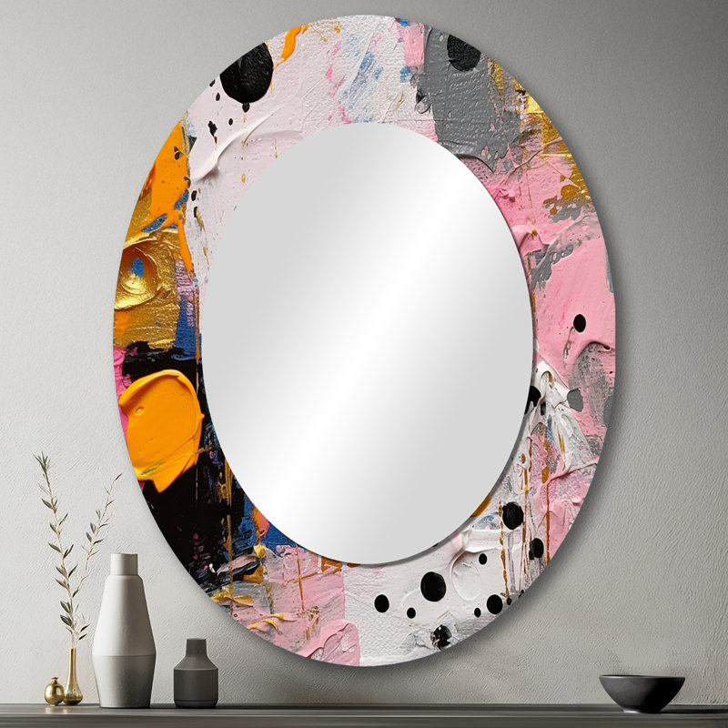Miroir mural rose et gris, 43 po x 33 po
