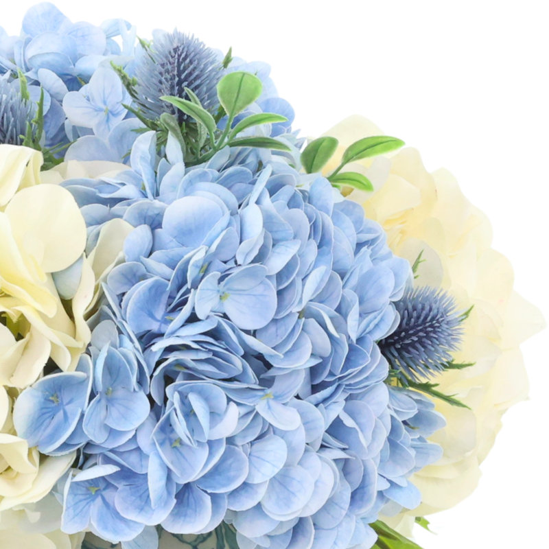 Hydrangea Centerpiece in Decorative Vase, 13H X 14W X 14D