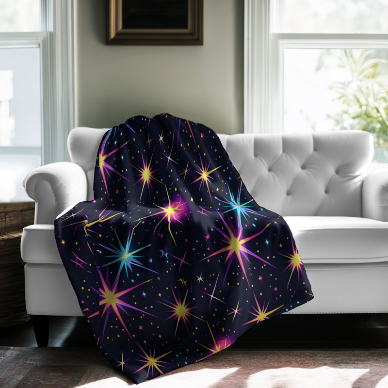 Galactic Disco Lights - 1 pièce Sherpa Premium, Grand lit