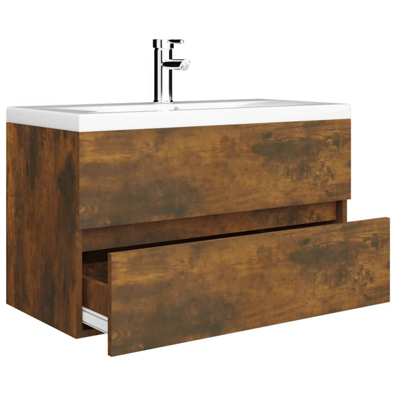 Audreigh Single Bathroom Vanity Base Only, Smoked Oak