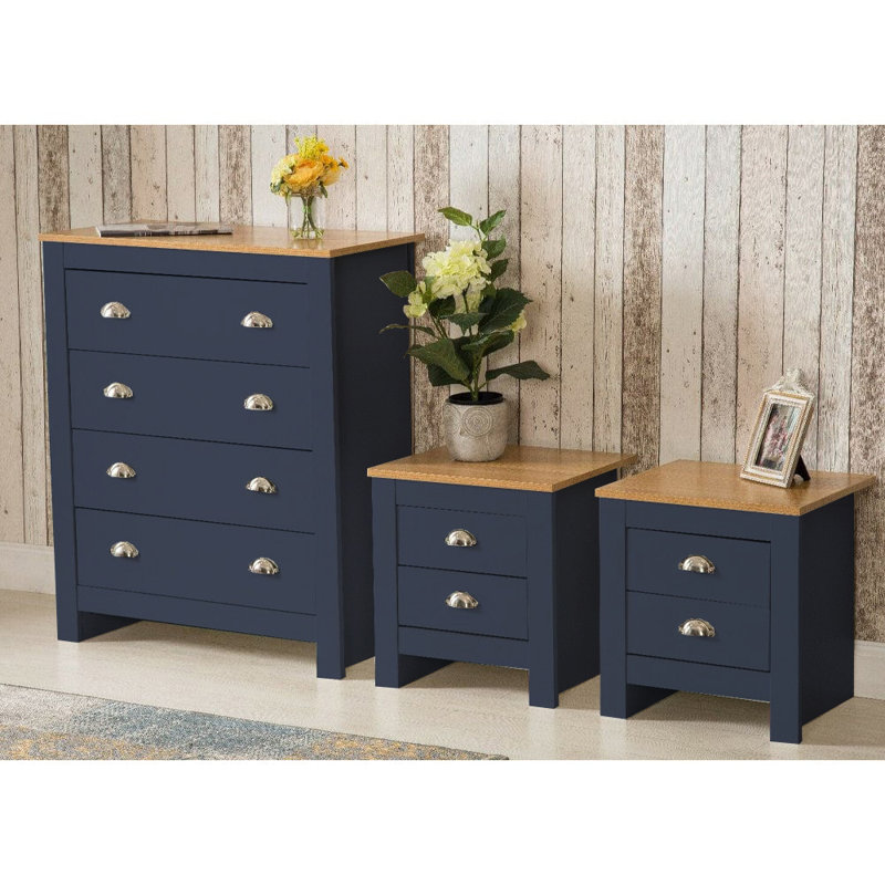 Susana Piece Bedroom Set, Oak/Blue