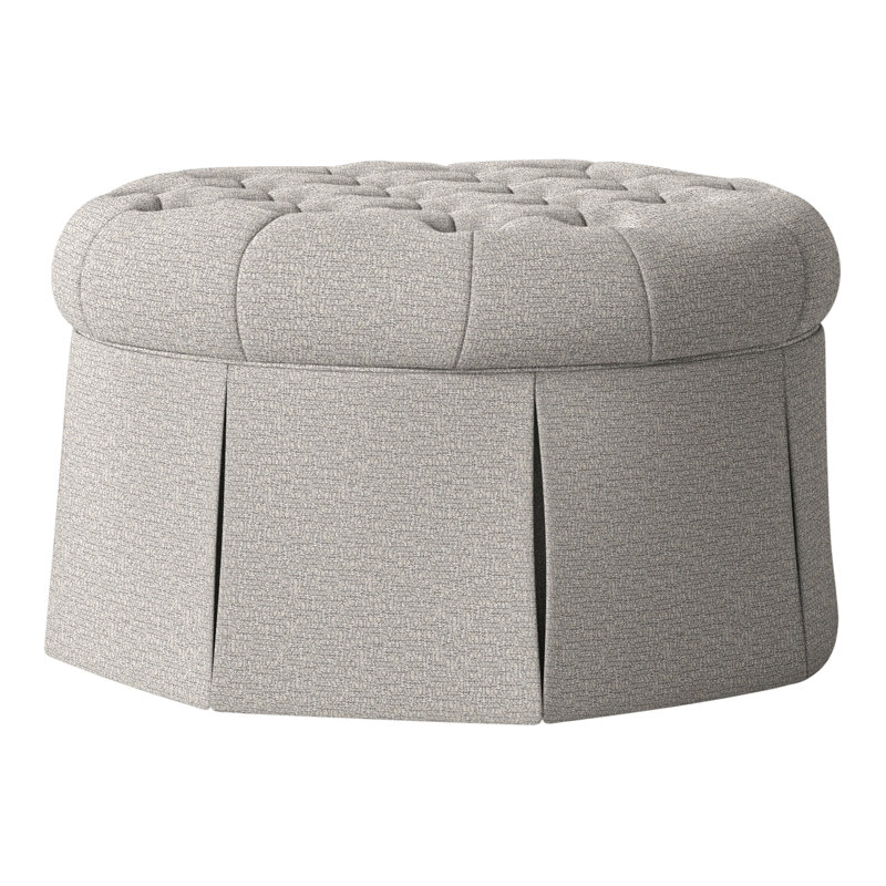 Repose-pieds cocktail capitonné rond 35 po Alma, Perigold poivre blanc