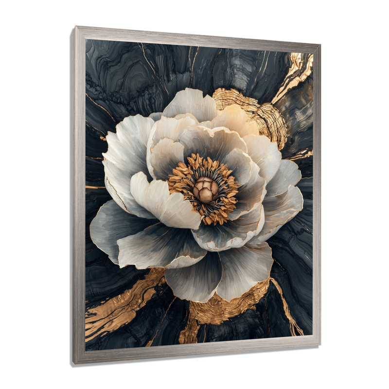 Munni - impressions murales florales, H 32 po x l 24 po, Reproduction encadrée d'une seule photo, Argent argent