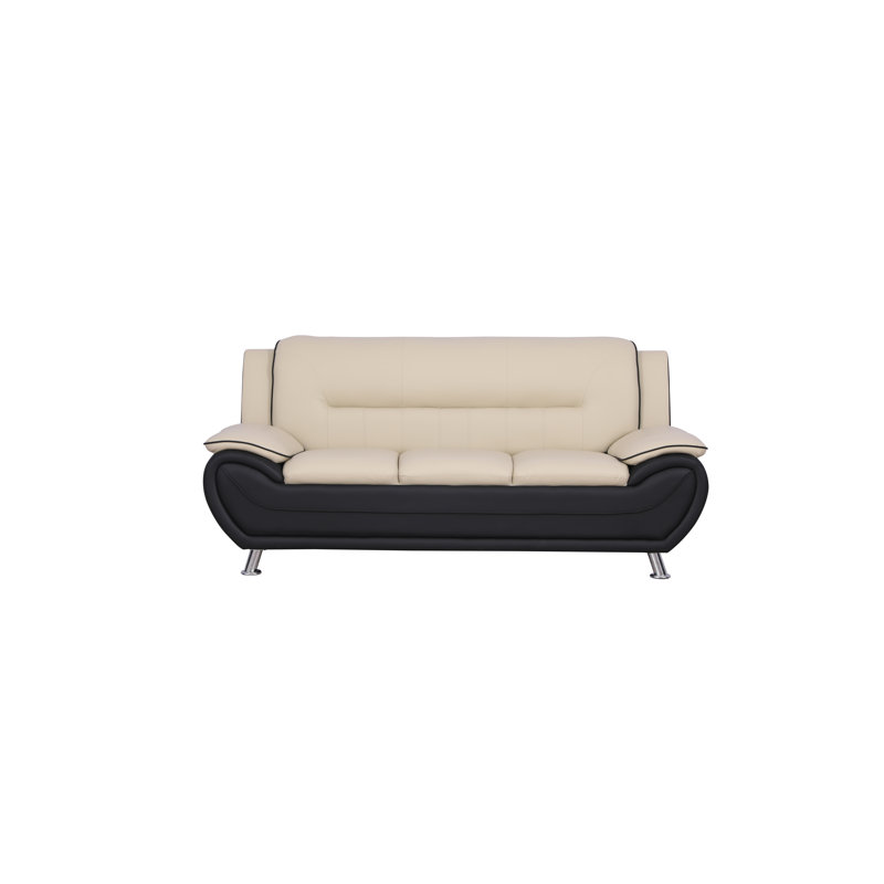 Canapé en similicuir Bernartice, Beige/Black Faux Leather