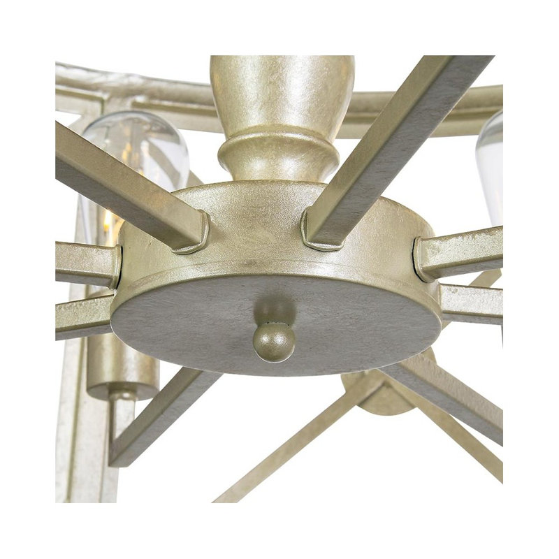 Lustre tambour à 8 lumières Rosette, Blanc huître