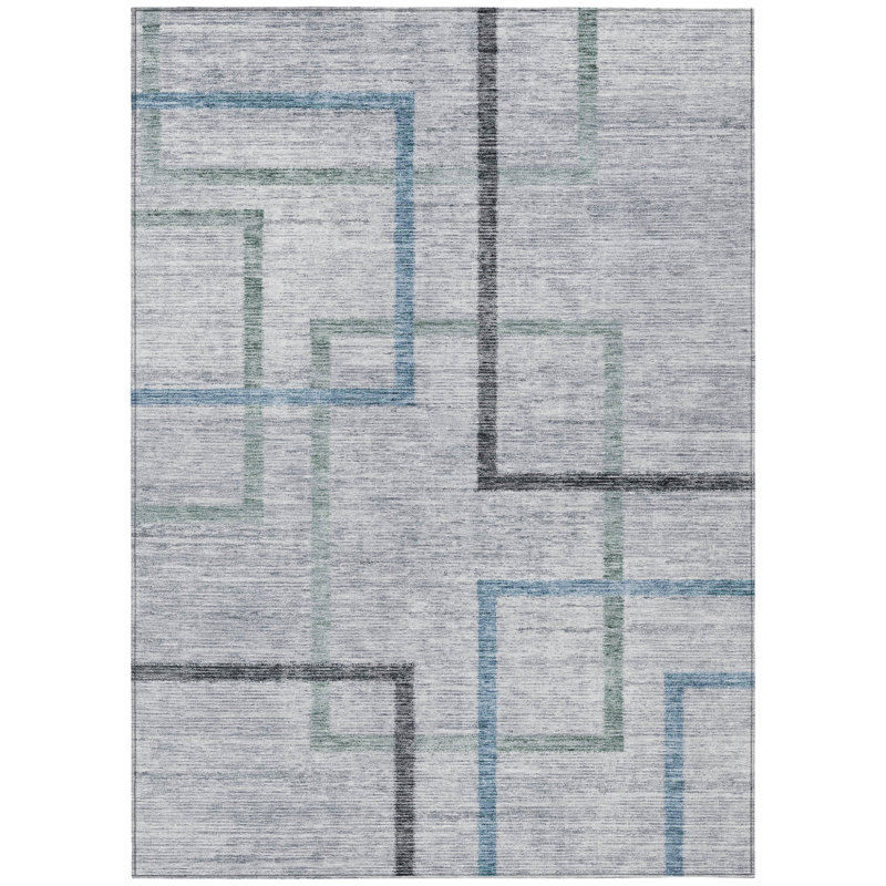 Tapis extérieur lavable géométrique 8 pi x 10 pi gris anthracite
