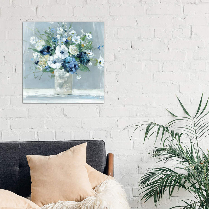 Be Happy Blue by Sally Swatland - Wrapped Canvas Painting, 45.72 cm H x 45.72 cm W x 3.175 cm D